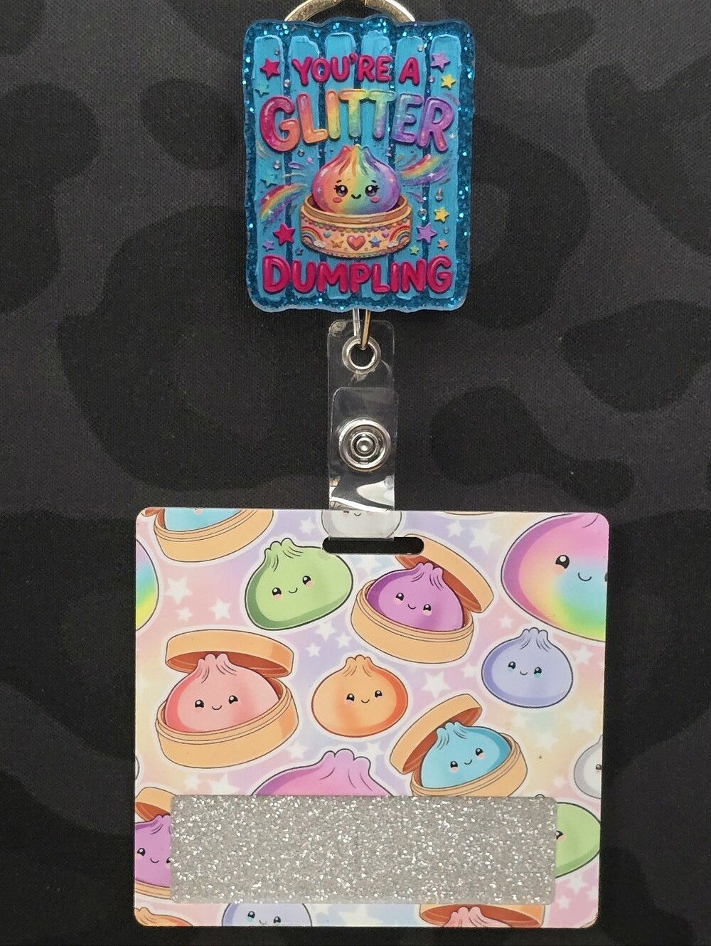 Dumplings Novelty Acrylic Badge Reel & Buddy Set